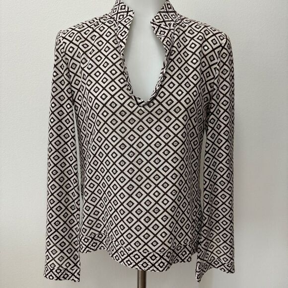Tory Burch Stephanie Sequin Embellished Tunic Cotton Top Size 2 - Picture 1 of 10